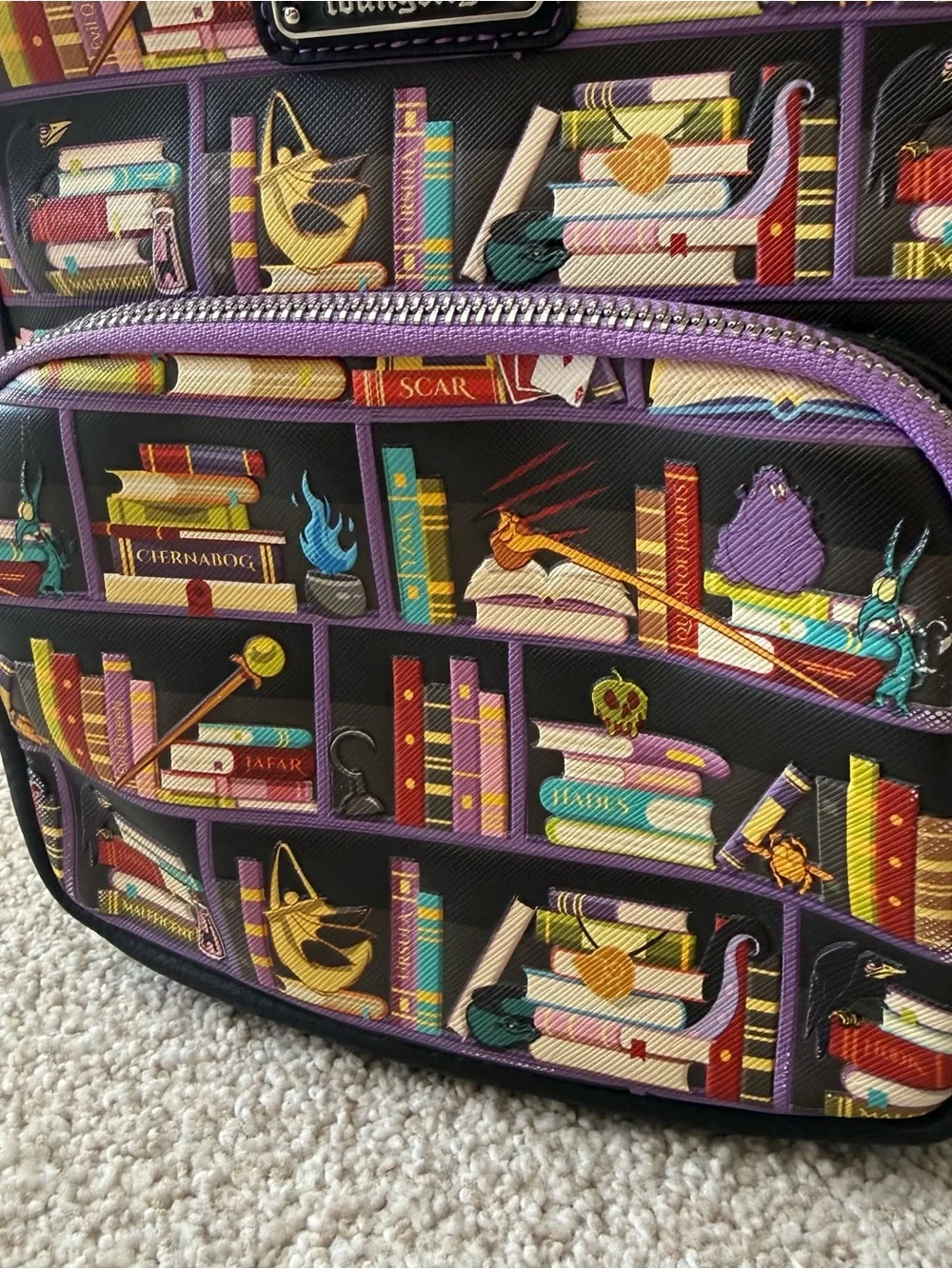 Loungefly Disney Villains Bookshelf Print Mini Backpack Multicolor